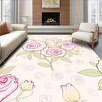 Pastel Pink Floral Sketch Pattern Rug