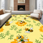 Whimsical Bees with Flower Pattern Rug