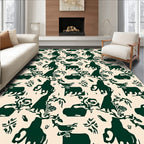 Deep Green Animal And Floral Pattern Rug