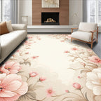 Elegant Pink Floral Scrollwork Rug