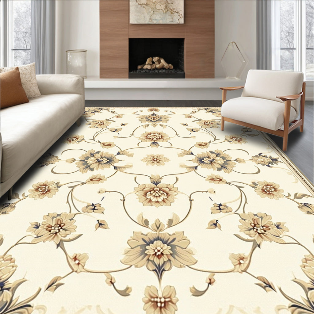Traditional Floral Scroll Pattern Rug