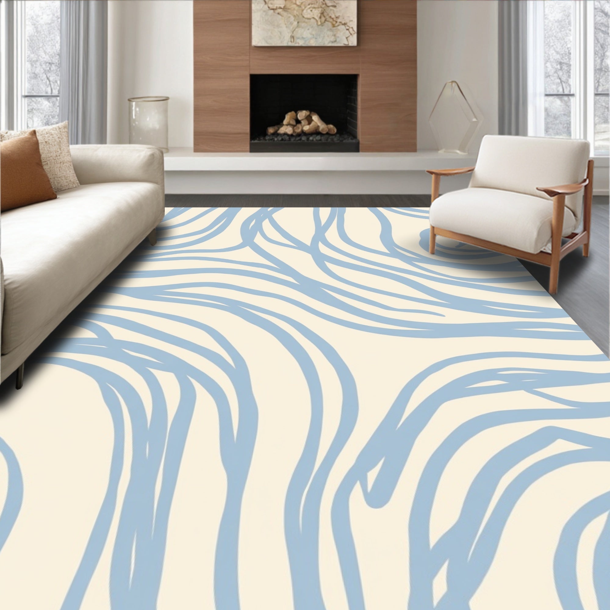 Abstract Soft Swirl Lines Rug