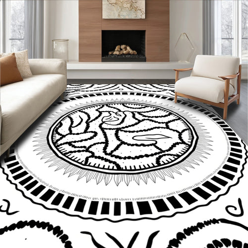 Abstract Lined Mandala Pattern Rug