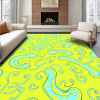 Bright Blue Blob Organic Pattern Rug
