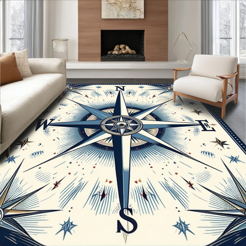 Nautical Star Compass Design Rug