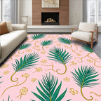 Green Frond Floral Pattern Rug