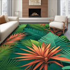 Tropical Leaf Print Art Rug