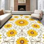 Yellow Daisy Floral Pattern Rug