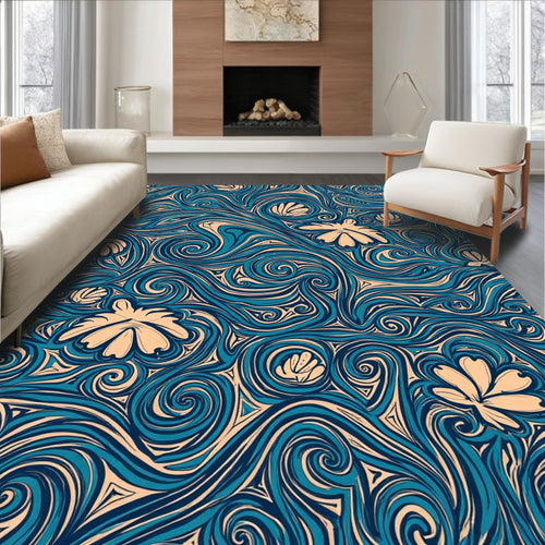Abstract Floral Swirl Pattern Rug