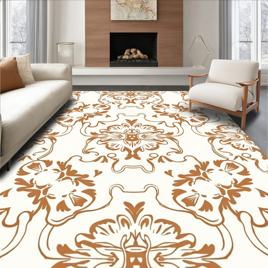 Ornate Floral Damask Pattern Rug