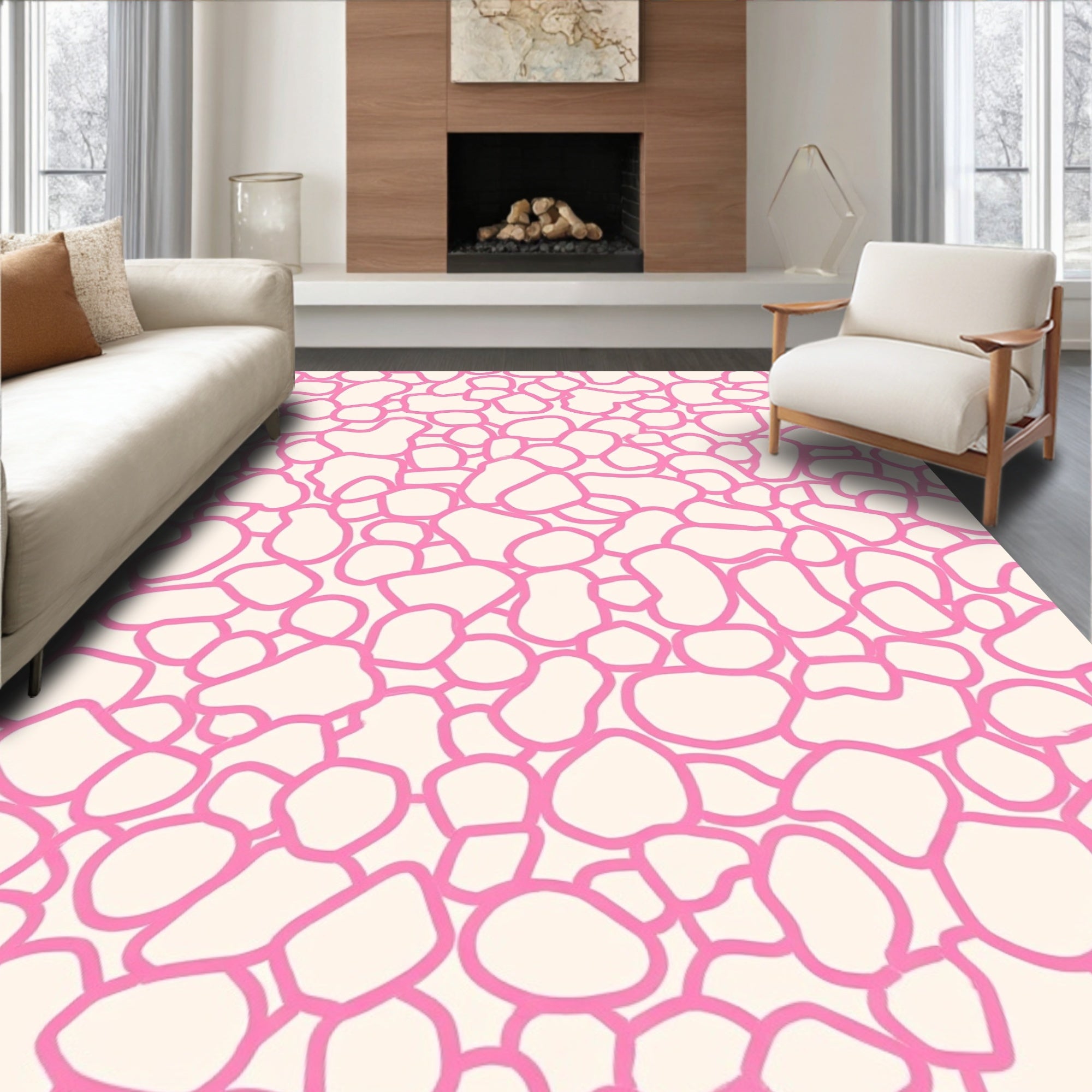 Pink Pebble Pattern Design Rug