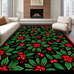 Festive Red Berry Floral Garland Rug