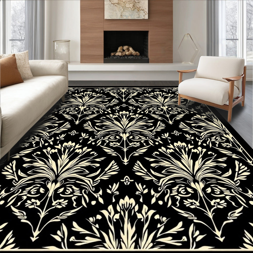 Ornate Floral Damask Pattern Rug