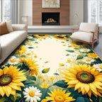 Sunny Sunflower Daisy Garden Pattern Rug