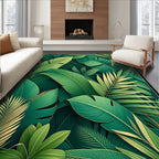 Lush Green Leafy Tropical Pattern Rug