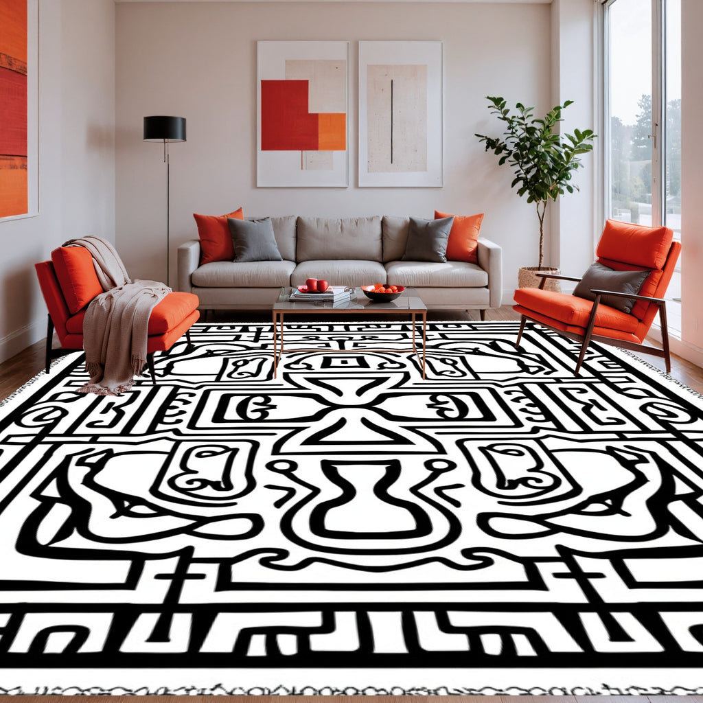 Bold Abstract Geometric Animal Forms Rug