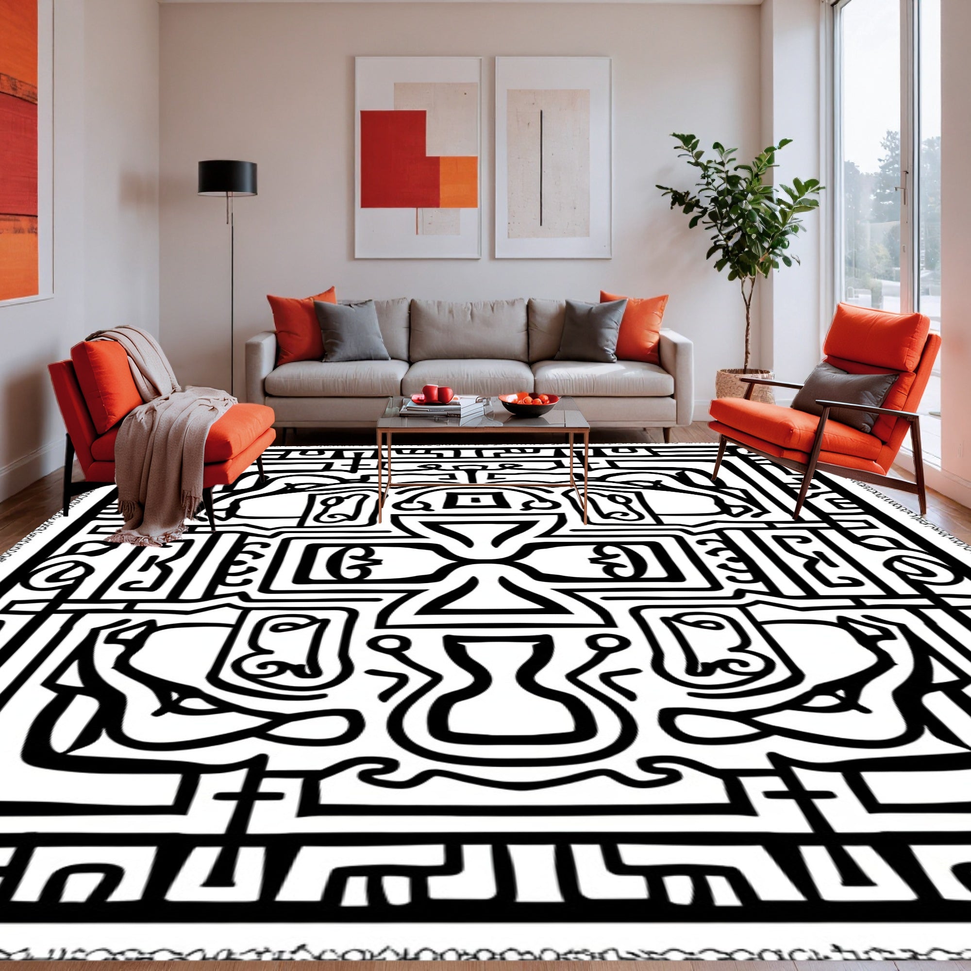 Bold Abstract Geometric Animal Forms Rug