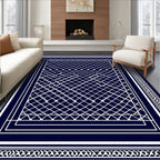 Elegant White Lattice Border Design Rug