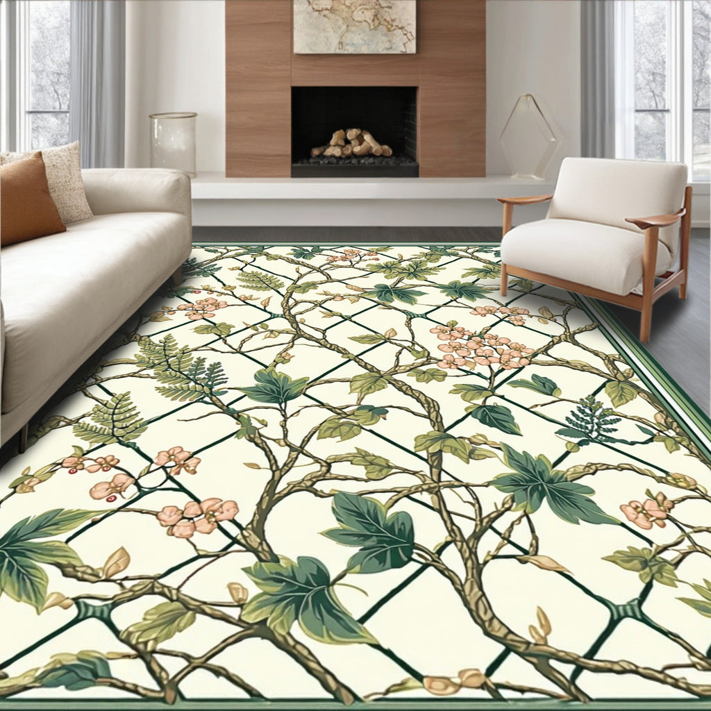 Vintage Garden Trellis Floral Rug