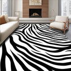 Bold Black White Animal Stripes Rug