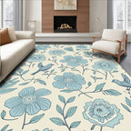 Blue Birds and Floral Pattern Design Rug