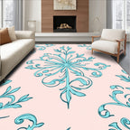 Ornate Blue Floral Scroll Rug