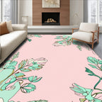 Botanical Branches On Pale Pink Rug