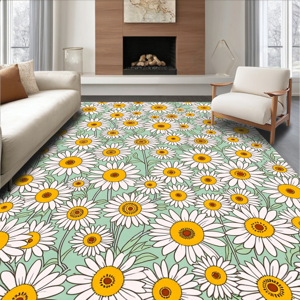 Retro Daisy Floral Pattern Rug