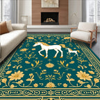 Enchanted Unicorn Floral Border Rug