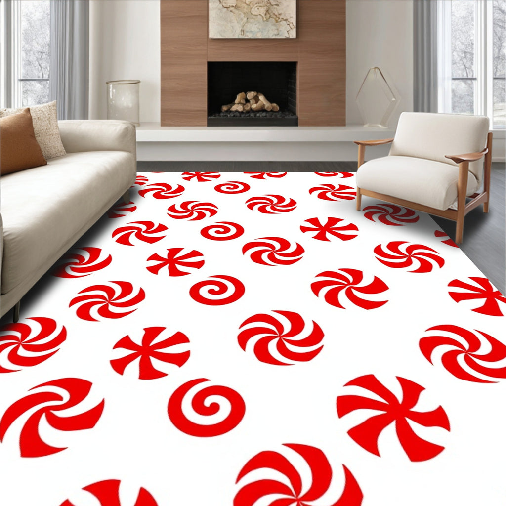 Red Swirl Candy Spot Rug