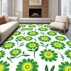 Green Floral Pattern Textile Design Rug