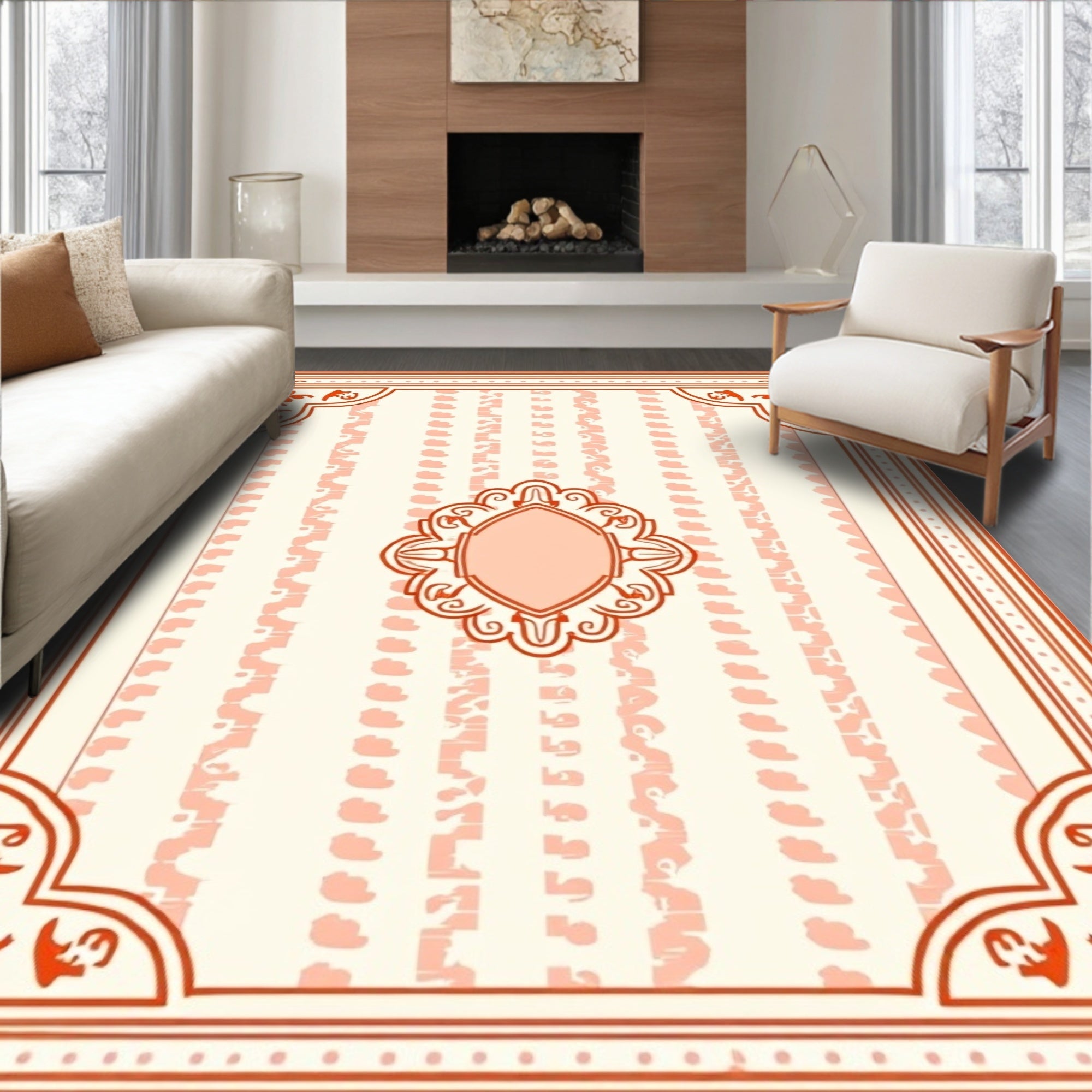 Vintage Floral Medallion Striped Geometric Rug