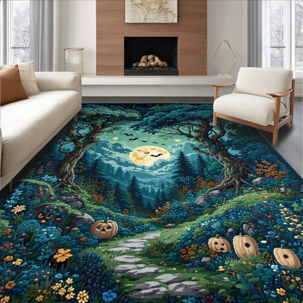 Mystical Forest Moonlit Halloween Rug