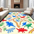 Playful Dinosaur Nature Pattern Rug