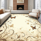 Vintage Floral Butterfly Scrollwork Design Rug