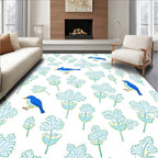 Blue Birds Among Delicate Greenery Rug