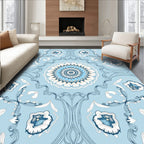 Sky Blue Floral Medallion Symmetry Rug