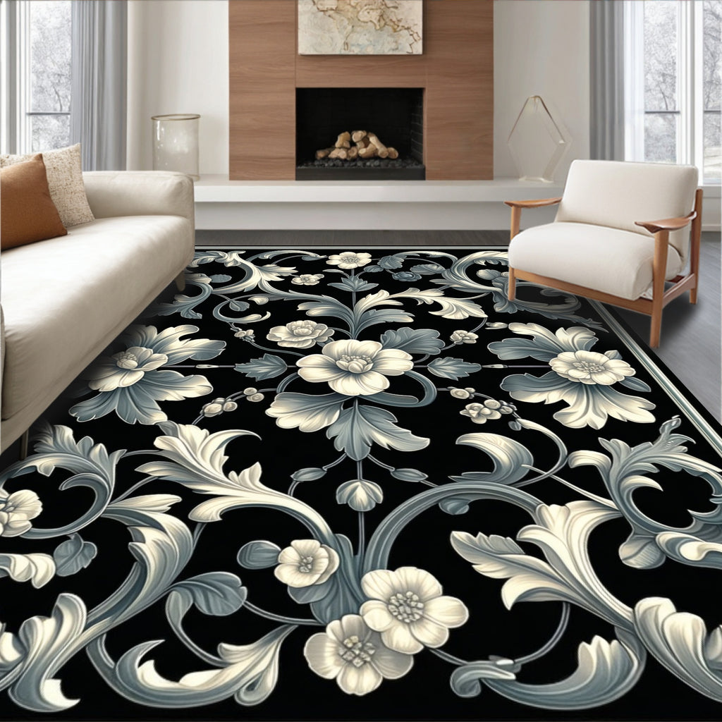 Classic Floral Scrollwork Design Rug