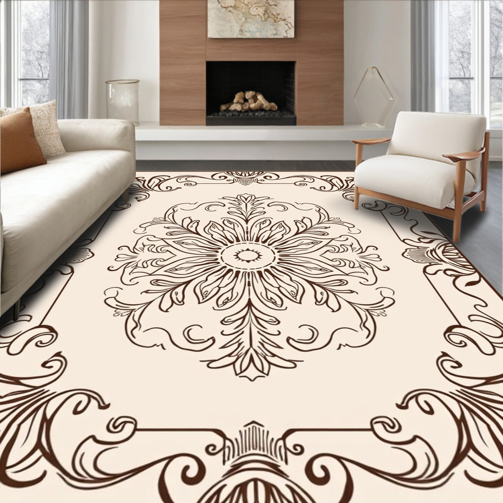 Ornate Floral Scrollwork Design Rug