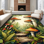 Whimsical Forest Mushroom Pattern Rug
