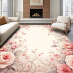 Elegant Pink Floral Branches Rug