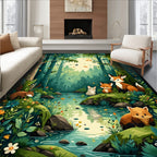 Enchanting Forest Friends Nature Scene Rug