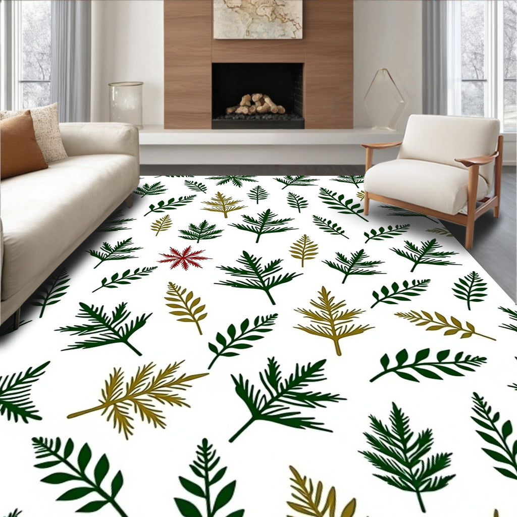 Green Golden Leaf Scatter Rug