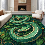 Emerald Snakes Amidst Verdant Foliage Rug