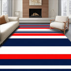 Classic Red Blue White Striped Rug