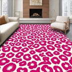 Bold Pink Flower Animal Print Rug