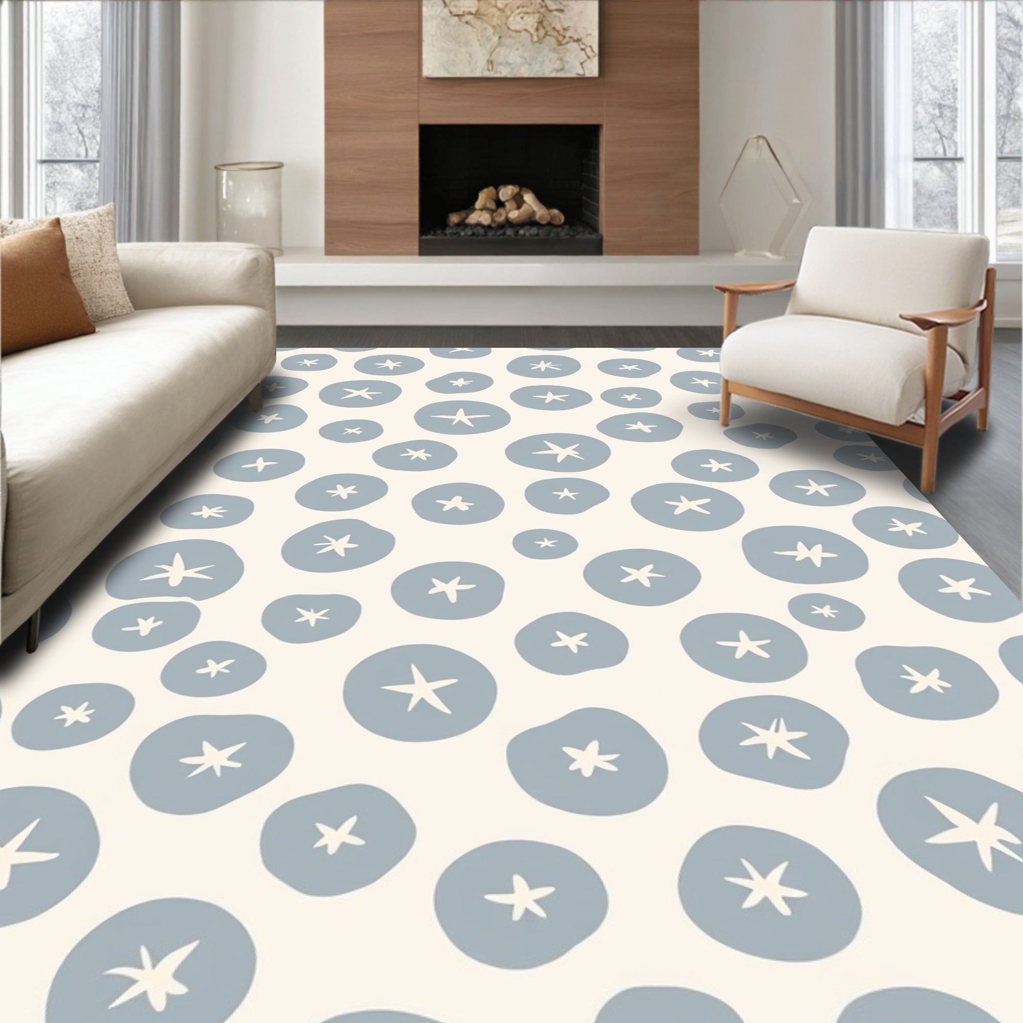 Simple Star Within Circle Pattern Rug