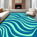 Teal Navy Wavy Waves Rug