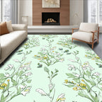 Whimsical Botanical Sketch Floral Pattern Rug