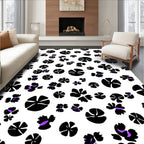 Whimsical Black 2 Purple Floral Design Rug
